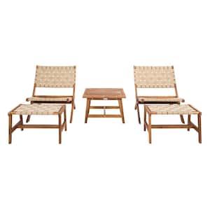 Darryl Brown Acacia Wood Outdoor Lounge Chair Set without Cushion (5-Piece)