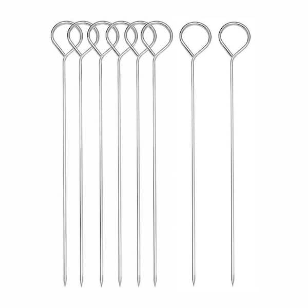20 Pieces 8 in Stainless Steel BBQ Skewers with Storage Box, Reusable Metal Kabob Sticks for Meat Vegetable