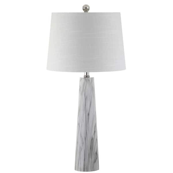 Bradley 29 in. H White/Black Faux Marble Resin Table Lamp