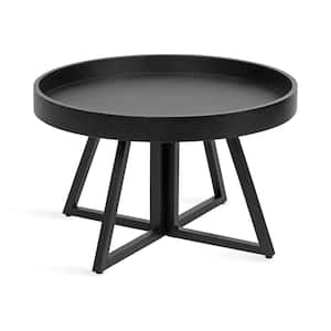 Avery 30 in. Black Round Wood Veneer/MDF Coffee Table