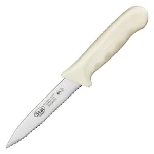 3.5 in. Stainless Steel Full Tang Serrated Paring Knives with White Handle (2-Pk)