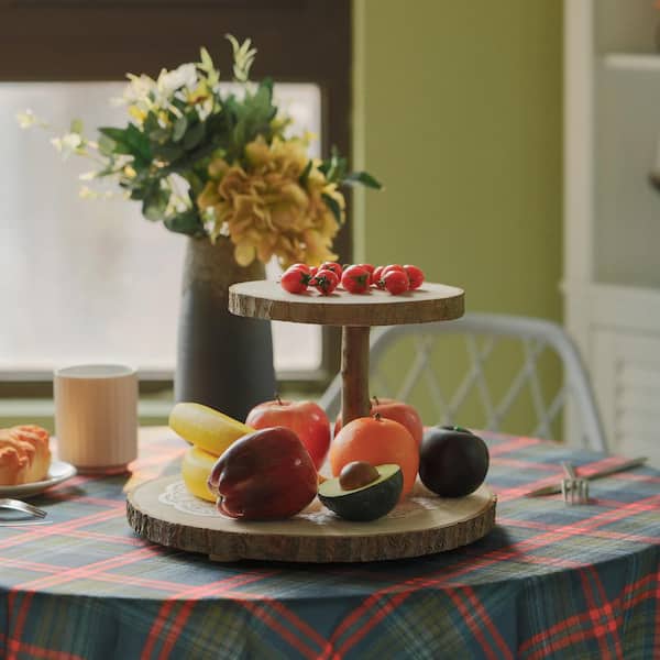Natural Rustic Two-Tiered Tray