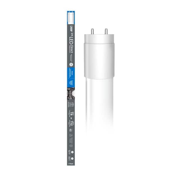 20-Watt Equivalent 2 ft. White Linear Tube T8/12 G13 Type A Plug and Play LED Light Bulb, Daylight Deluxe 6500K