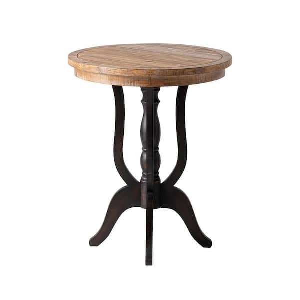FUIN Rustic 24 in. Black Round MDF End Table with Sleek Base Design