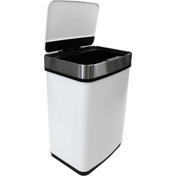 Unbranded - 13.2 Gal. Hands-Free Metal Trash Can with Motion Sensor Lid in Fingerprint-Resistant Black Stainless Steel