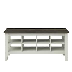 Old Wood White Storage Bench with Removable Dividers 17.88 in. x 40 in. x15.5 in.