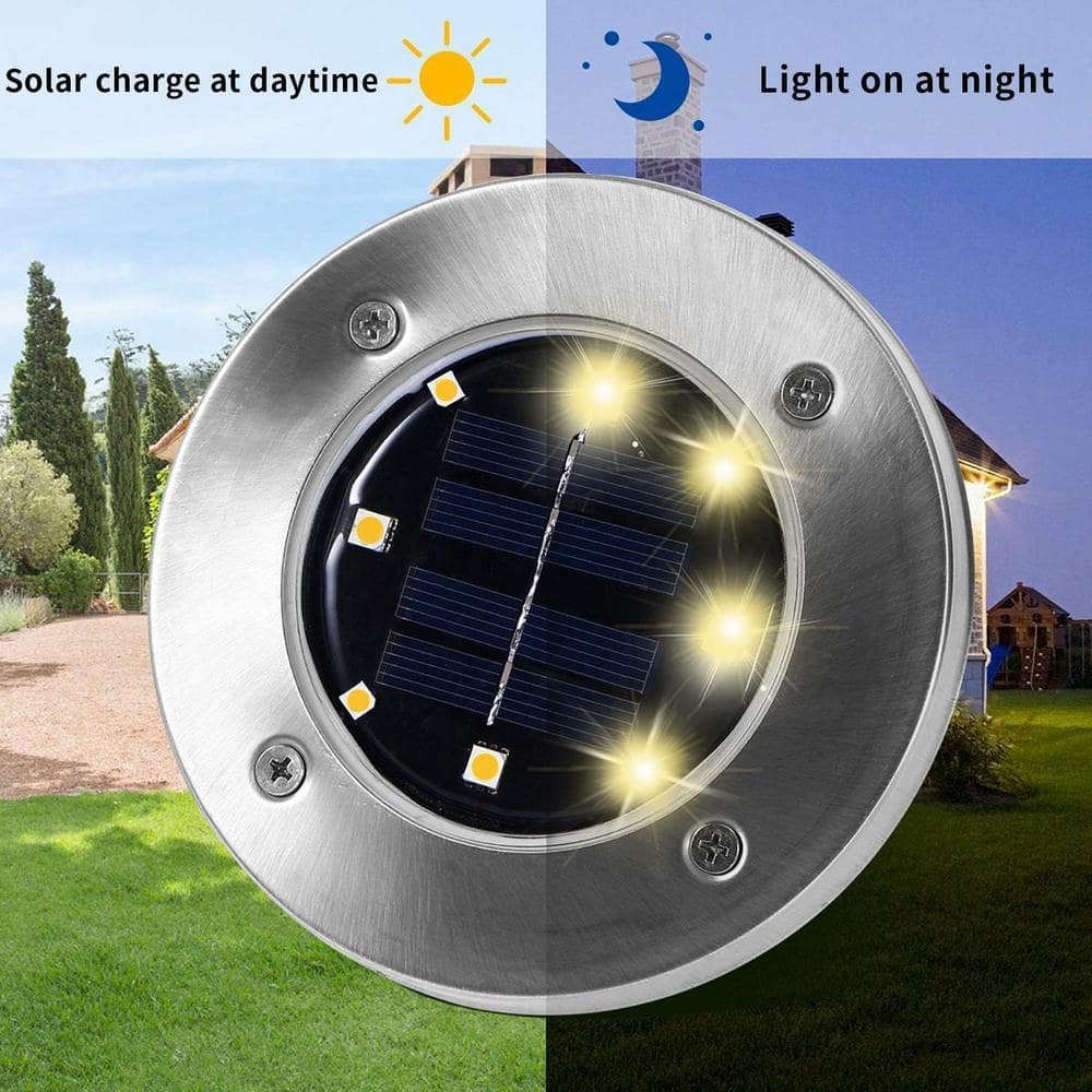 12-Pack Stainless Steel Solar LED Ground Lights