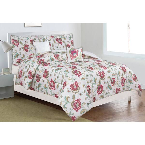Home Dynamix Classic Trends Coral 5-Piece Full/Queen Comforter Set