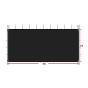 3 ft. x 16 ft. Edge Reinforced Grommets-Free Privacy Fence Screen 95% Blockage Garden Gazebo Backyard Shade Cover, Black