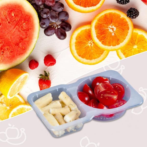 Condiment Container Disposable Double Compartment Plastic Container 20 Sets with Lid for Sauce Snack Food Storage