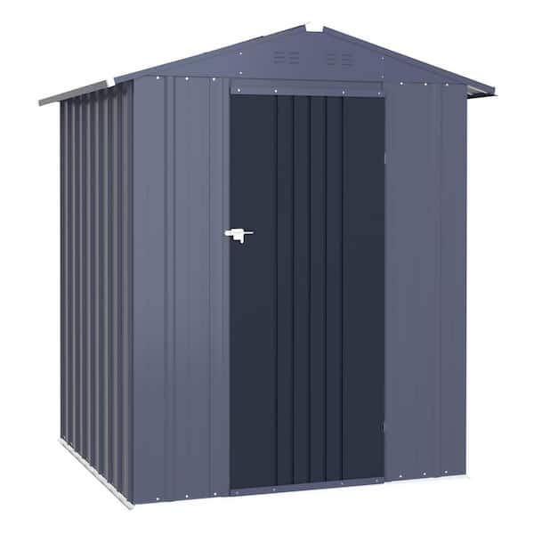 VEIKOUS 4 ft. W x 4 ft. D Metal Outdoor Storage Shed 16 sq. ft. in Gray