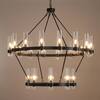 YUYI Farmhouse Chandelier 48 in. 24-Light Black Wagon Wheel Chandelier for Dinning Room, Foyer, Living Room, Staircase YX282HBF0823
