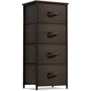 Drawer Brown Dresser Steel Frame Wood Top Easy Pull Fabric Bins 17.75 in. L x 11.87 in. W x 37.50 in. H 4