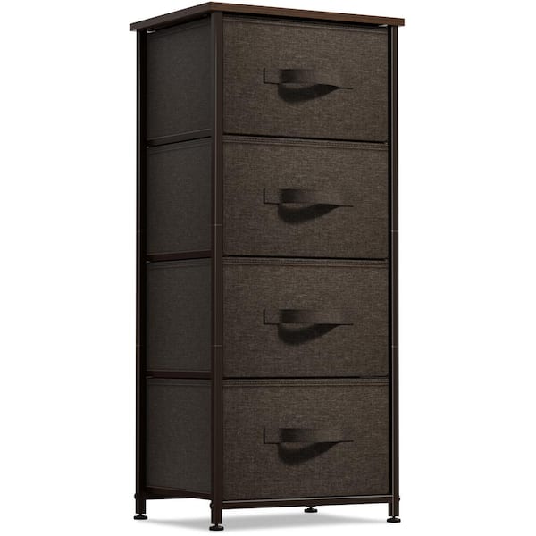Sorbus Drawer Brown Dresser Steel Frame Wood Top Easy Pull Fabric Bins 17.75 in. L x 11.87 in. W x 37.50 in. H 4
