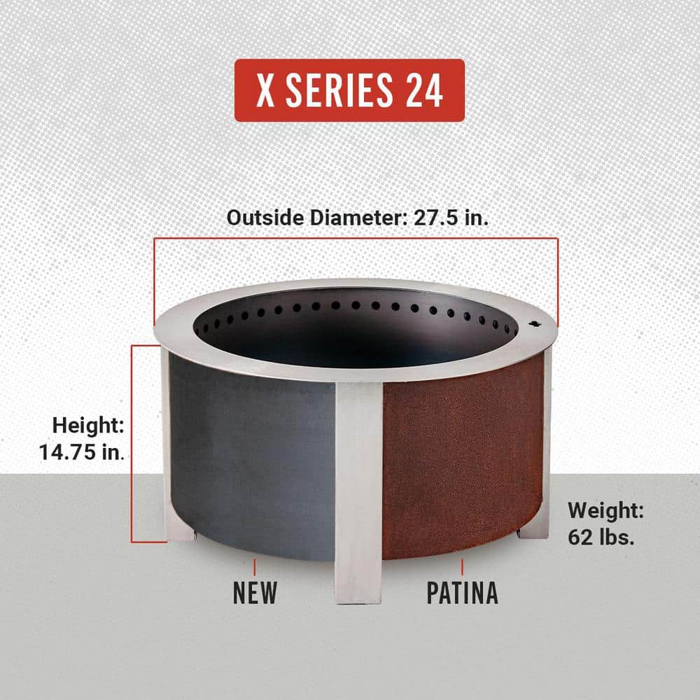 X Series 24 Smokeless Corten Steel Wood Fire Pit