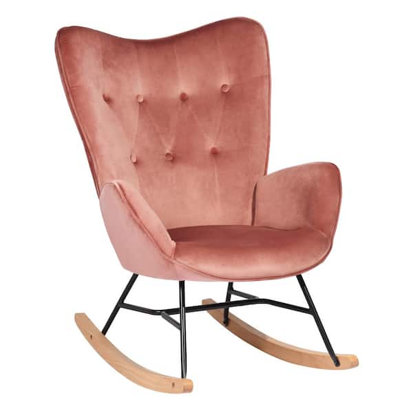 propeller Woud Brochure Homy Casa Epping Pink Velvet Rocking Chair HD-EPPING VELVET PINK - The Home  Depot