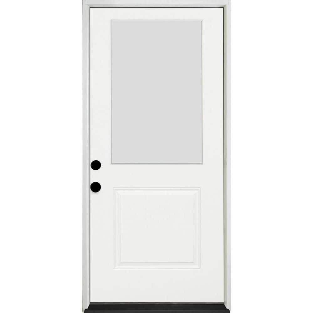Legacy 30 in. x 80 in. 1/2-Lite Clear Glass RHIS Unfinished Fiberglass Prehung Door with 4-9/16 in. Jamb price history on PriceWatchPro