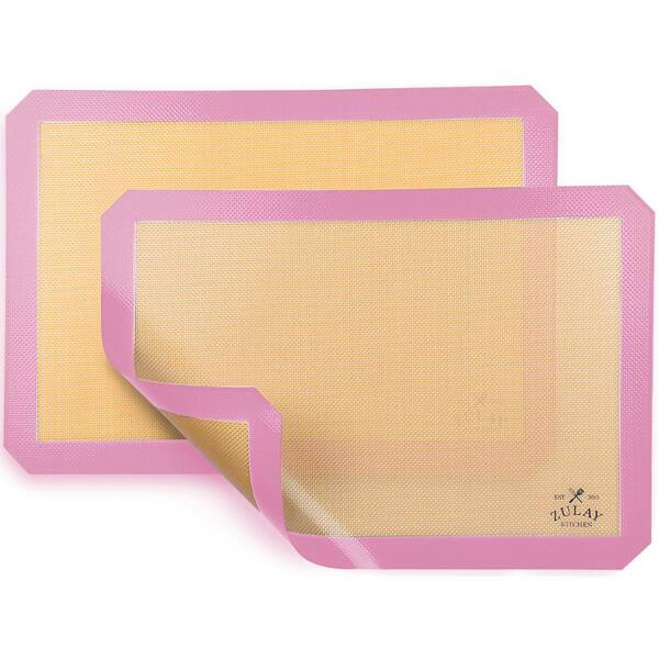 Zulay Kitchen (2 Pack) Silicone Baking Mat Sheet Set - Pink