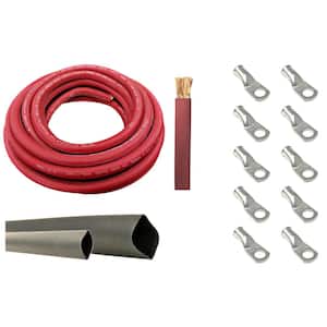 2-Gauge 10 ft. Red Welding Cable Kit (Includes 10-Pieces of Cable Lugs and 3 ft. Heat Shrink Tubing)