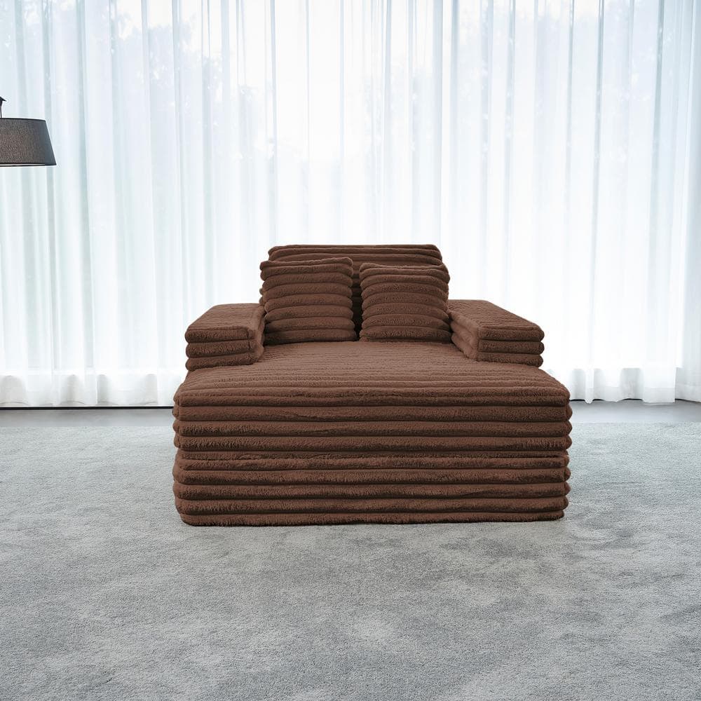 55.12 in. Wide Square Arm Velvet Square Sectional Sofa Couch Modern Single 