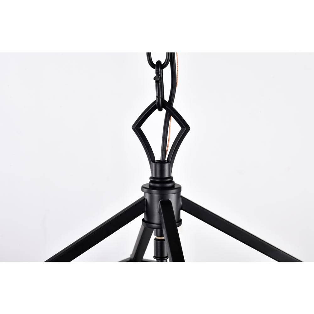 Modern Farmhouse 57.5" Matte Black 4-Light Lantern Pendant
