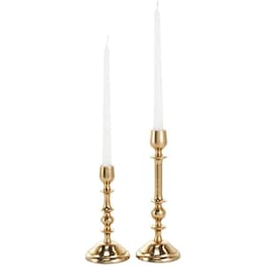 Gold Aluminum Metal Candle Holder (Set of 2)