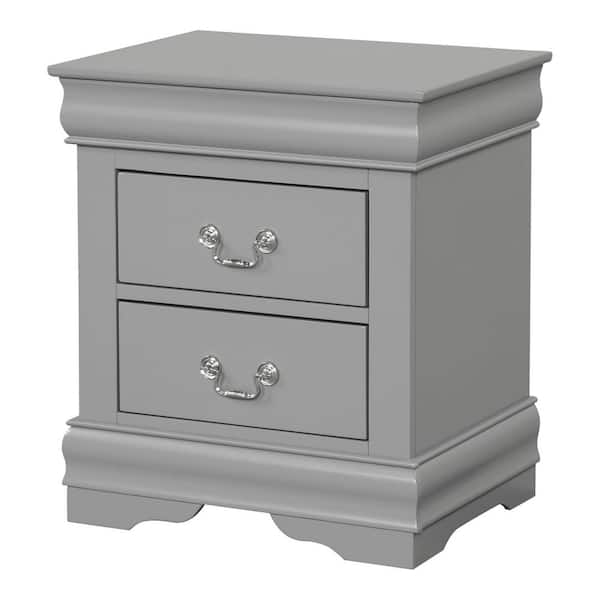 Burkhart II Gray 2-Drawer 21.5 in. W Nightstand with Bracketed Feet