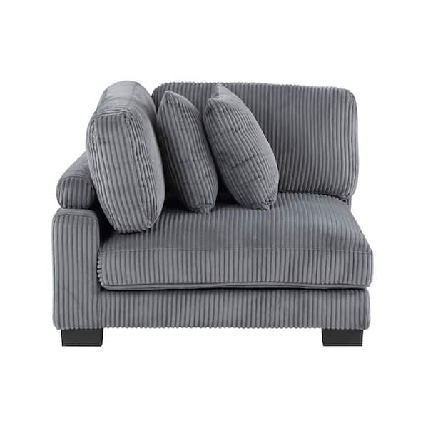 Turbo Gray Corduroy Upholstery Corner Seat Arm Chair