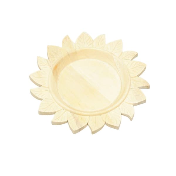 Beige Round Wood 13 in. Decorative Bowls (1 Pc)