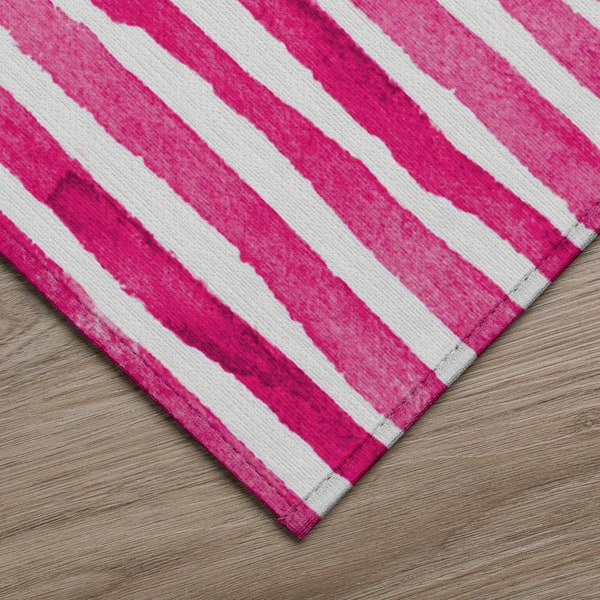 Surfside 2 ft. 3 in. x 7 ft. 6 in. Pink Geometric Indoor/Outdoor Area Rug