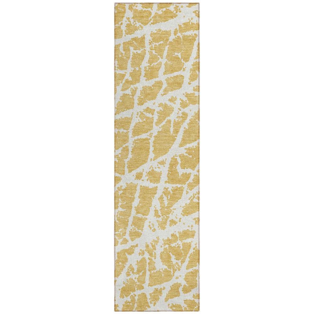 Gold and White 2 ft. x 7 ft. Abstract Indoor / Outdoor Area Rug price history on PriceWatchPro