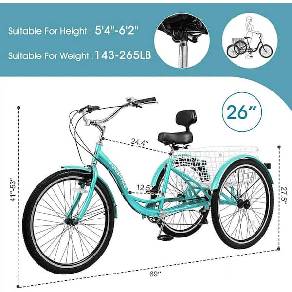 MOONCOOL Adult Tricycle Bike, Upgarded Wider 7-Speed 26