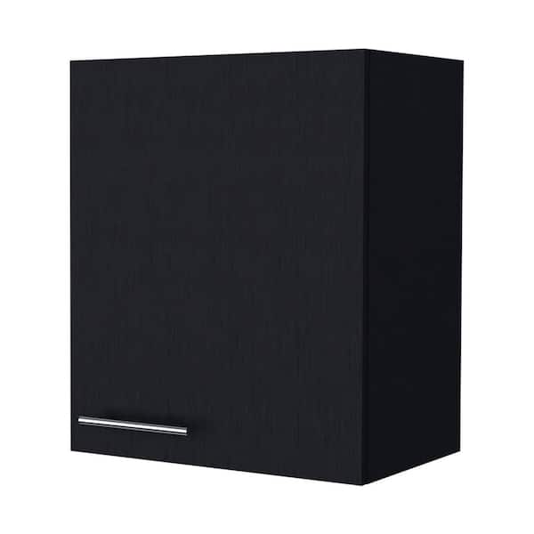 19.70 in. W x 13.10 in. D x 23.60 in. H Bathroom Storage Wall Cabinet in Black with 2 Shelves and Door