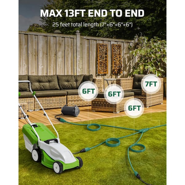 25 ft. 16/3C SJTW Outdoor Extension Cord with 3-Outlets and Safety Cover, Green