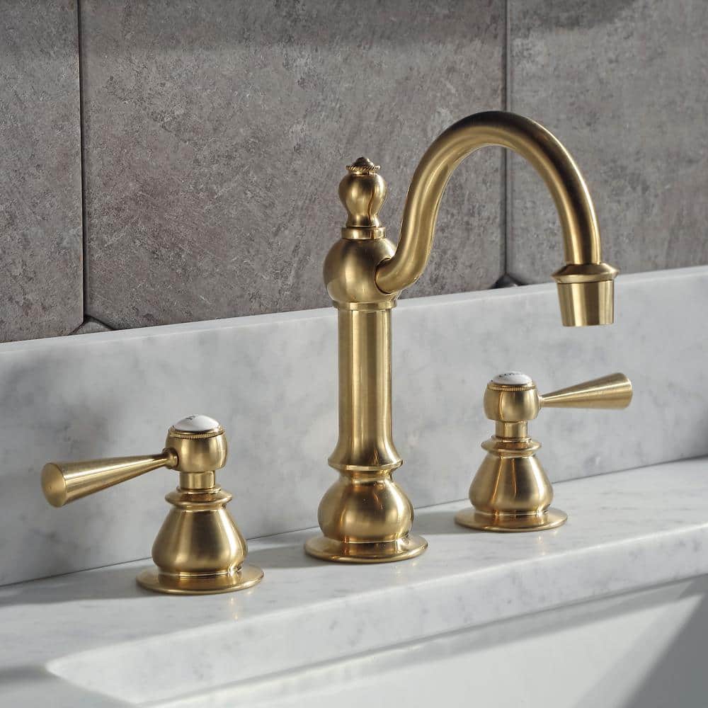 Satin Brass High Arc Torch Lever Handle Lavatory Faucet