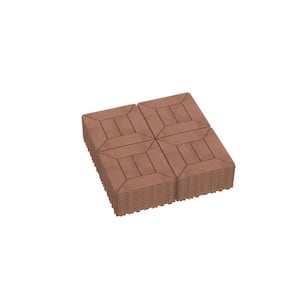 12 in.x 12 in.Plastic Brown color interlocking deck tiles, Outdoor Patio/pool/Backyard/Porch All-Weather Floor(44-Pack)