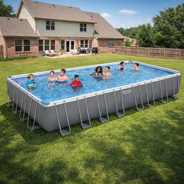 Bestway - Power Steel 31 ft. 4 in. x 16 ft. Rectangular 52 in. Deep Above Ground Pool Set