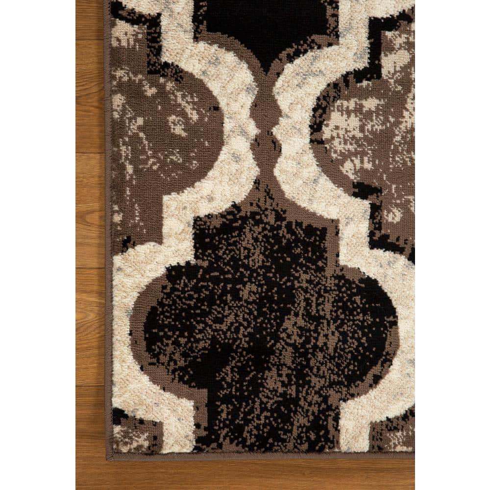 Ivory and Gray Synthetic Trellis Area Rug, 4' x 6'