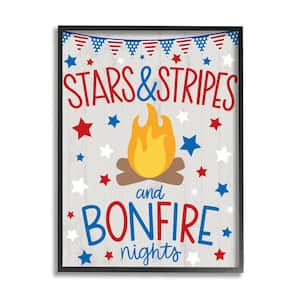 Stars Stripe Bonfire Phrase Americana by Taylor Shannon Designs Framed Print Abstract Texturized Art 11 in. x 14 in.