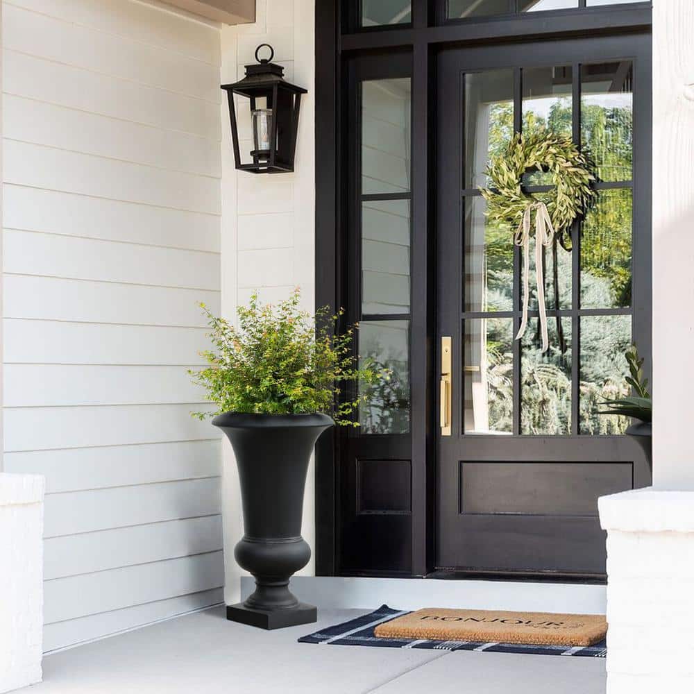 Elegant 25" Matte Black MgO Slim Urn Planter for Outdoor Elegance