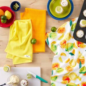 Yellow/Orange Multicolor Citrus Circus Cotton Kitchen Towel (Set of 3)