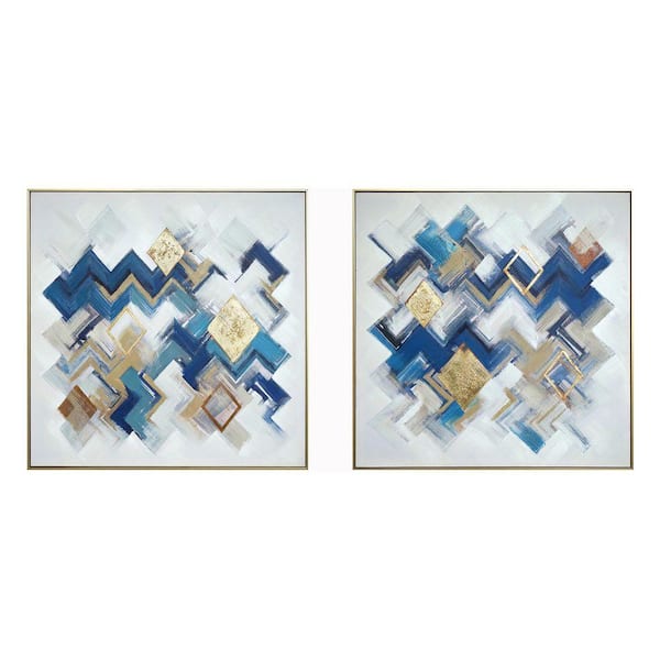 2-Piece Framed Mixed Media Abstract Wall Art 39 in. x 39 in.