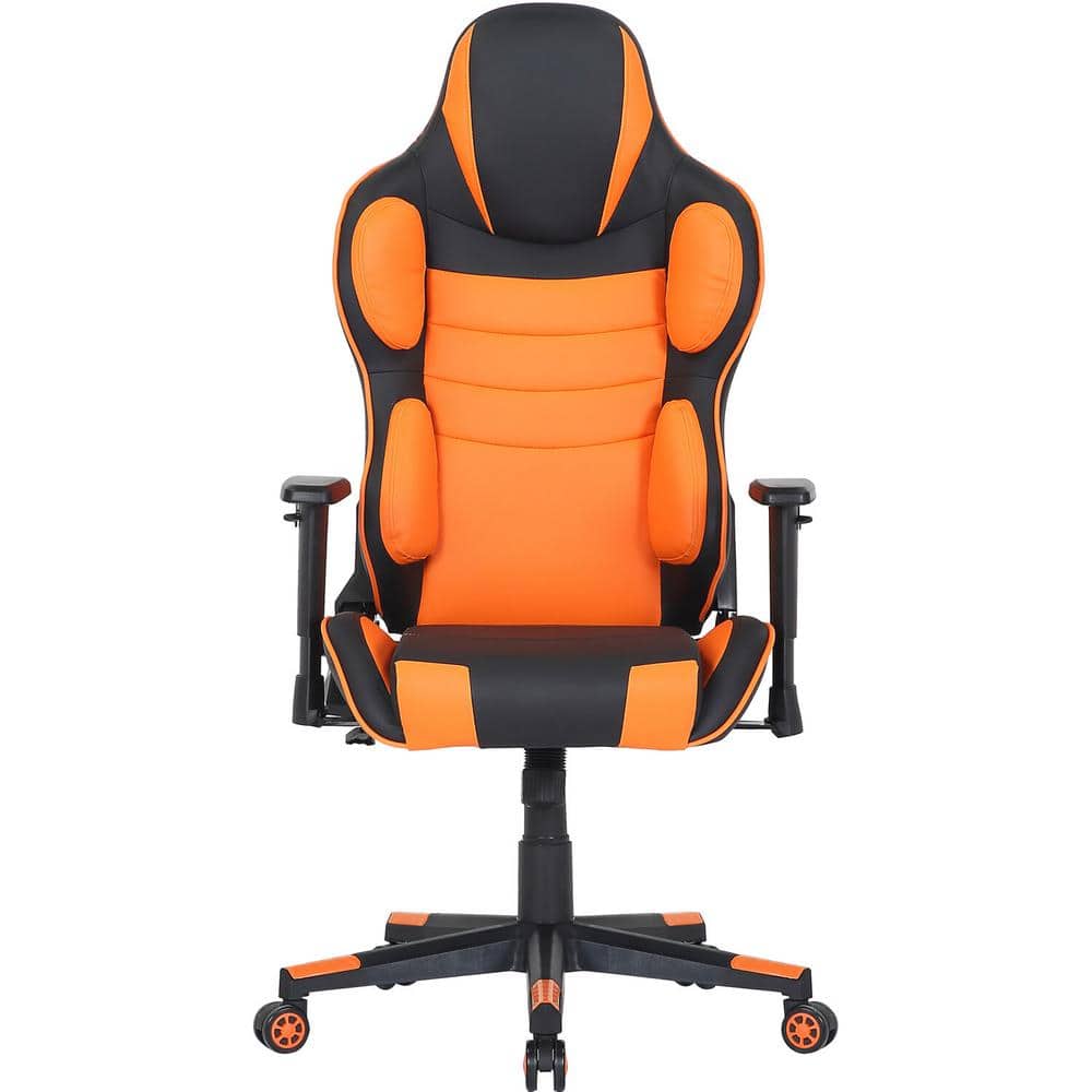 Gaming Lift The HGC0110 Lumbar Leather - Gas Black Faux with Hanover Home Depot Chair and Orange Seating, Adjustable Support Neck and