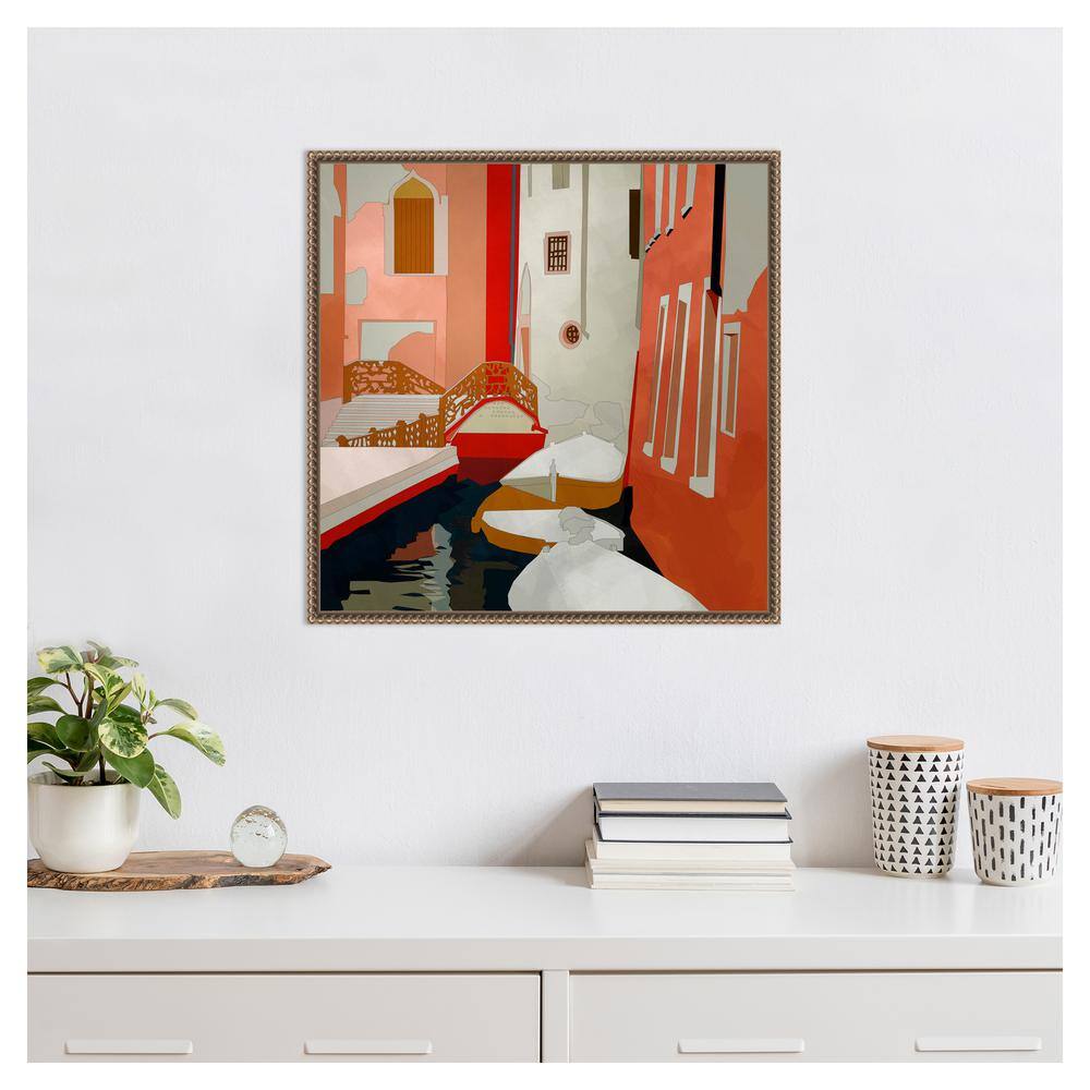 Venice Abstract Landscape Canvas Wall Art with Beaded Frame