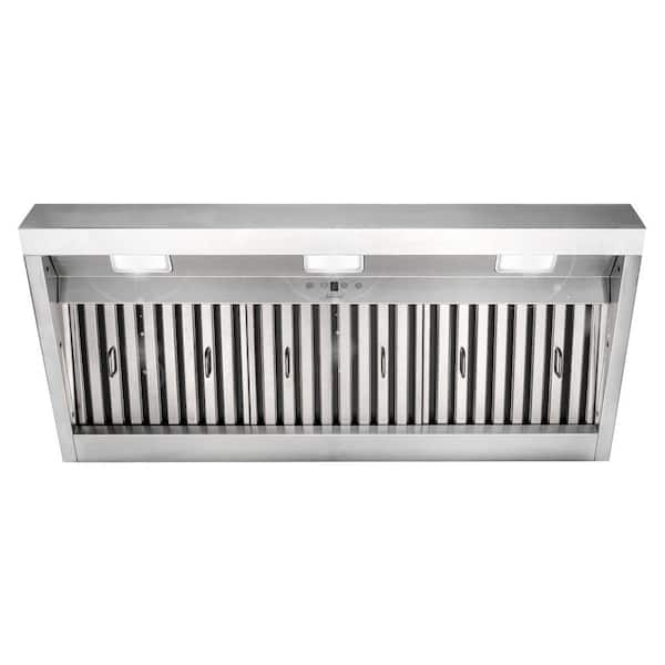 42 in. 1200 CFM Ducted Insert Range Hood in Stainless Steel with Dimmable LED Lights 4-Speeds