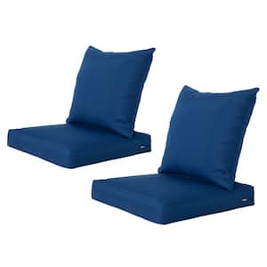 Outdoor/Indoor Deep-Seat Cushion 24 in. x 24 in. x 4 in. For The Patio, Backyard and Sofa Set of 2 Classic Blue