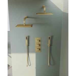 ZenithRain Shower System 8-Spray 12 and 12 in. Dual Wall Mount Fixed and Handheld Shower Head 2.5 GPM in Brushed Gold