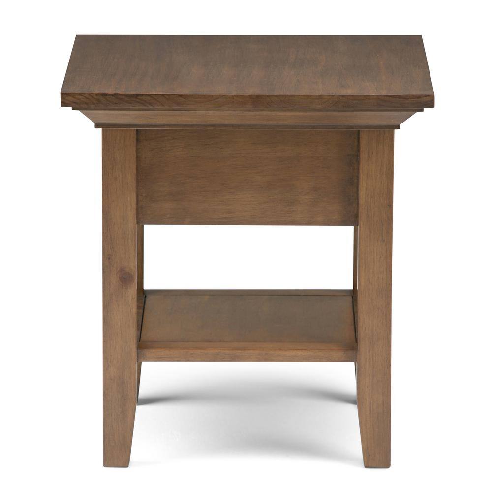 Rustic Natural Aged Brown Wood Square End Table with Storage
