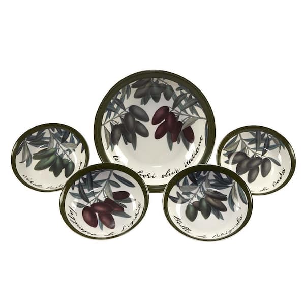 Olive d'Italia 28 oz., 105 oz. 8 in., 12 in. Multicolor Pasta Bowl (Set of 5)