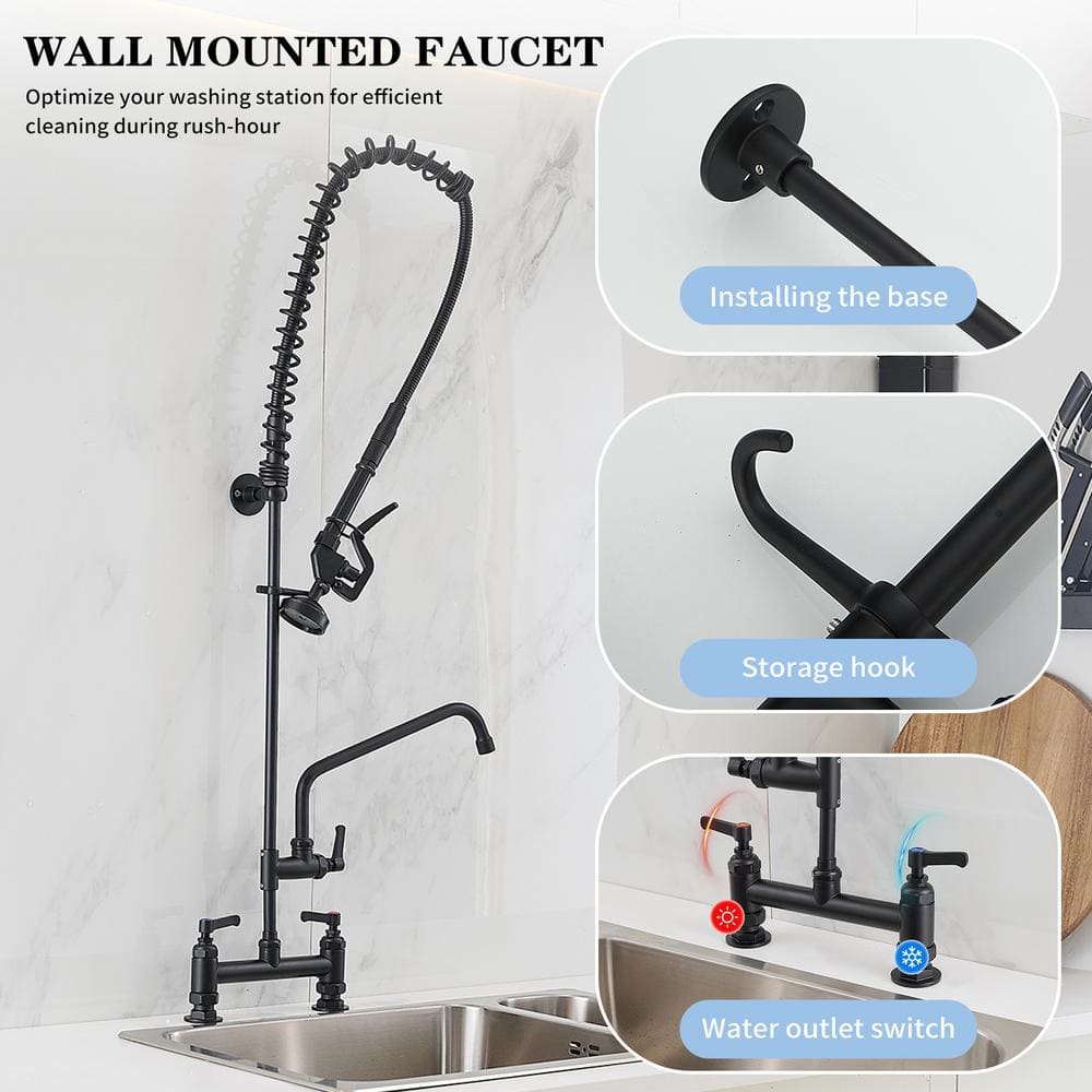 Matte Black Stainless Steel Pull-Down Kitchen Faucet with Spray